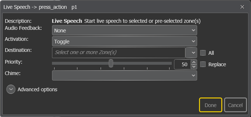 Live speech function